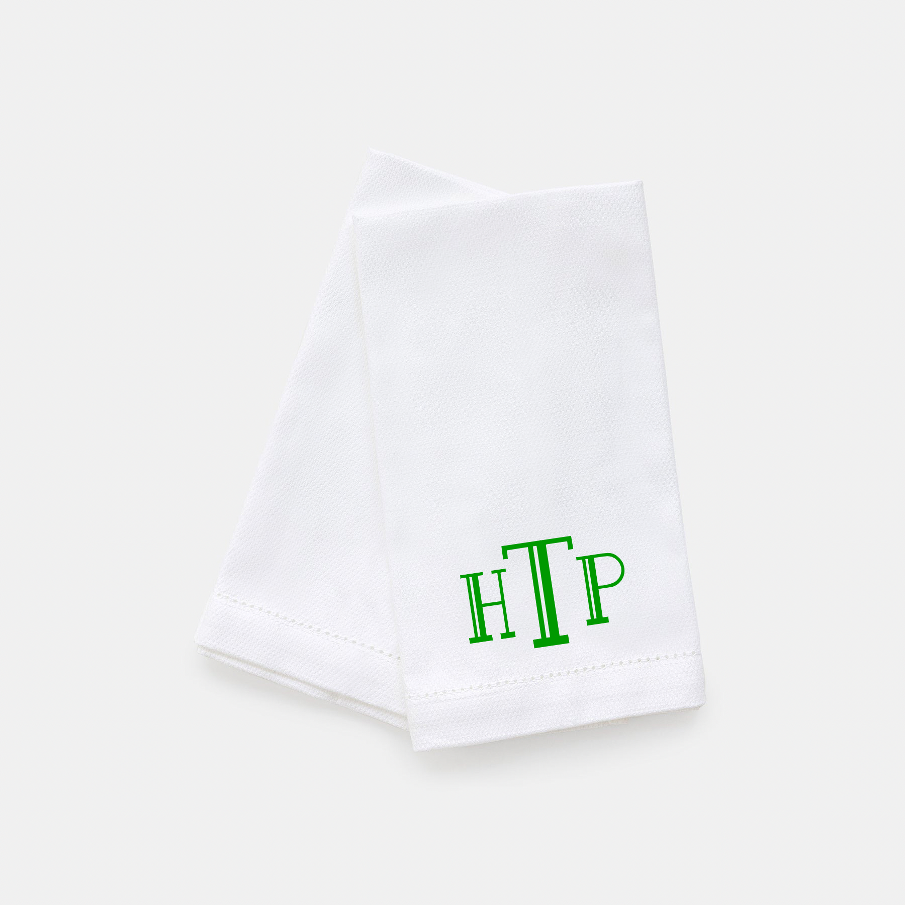 Holiday Green Monogram Hand Towels