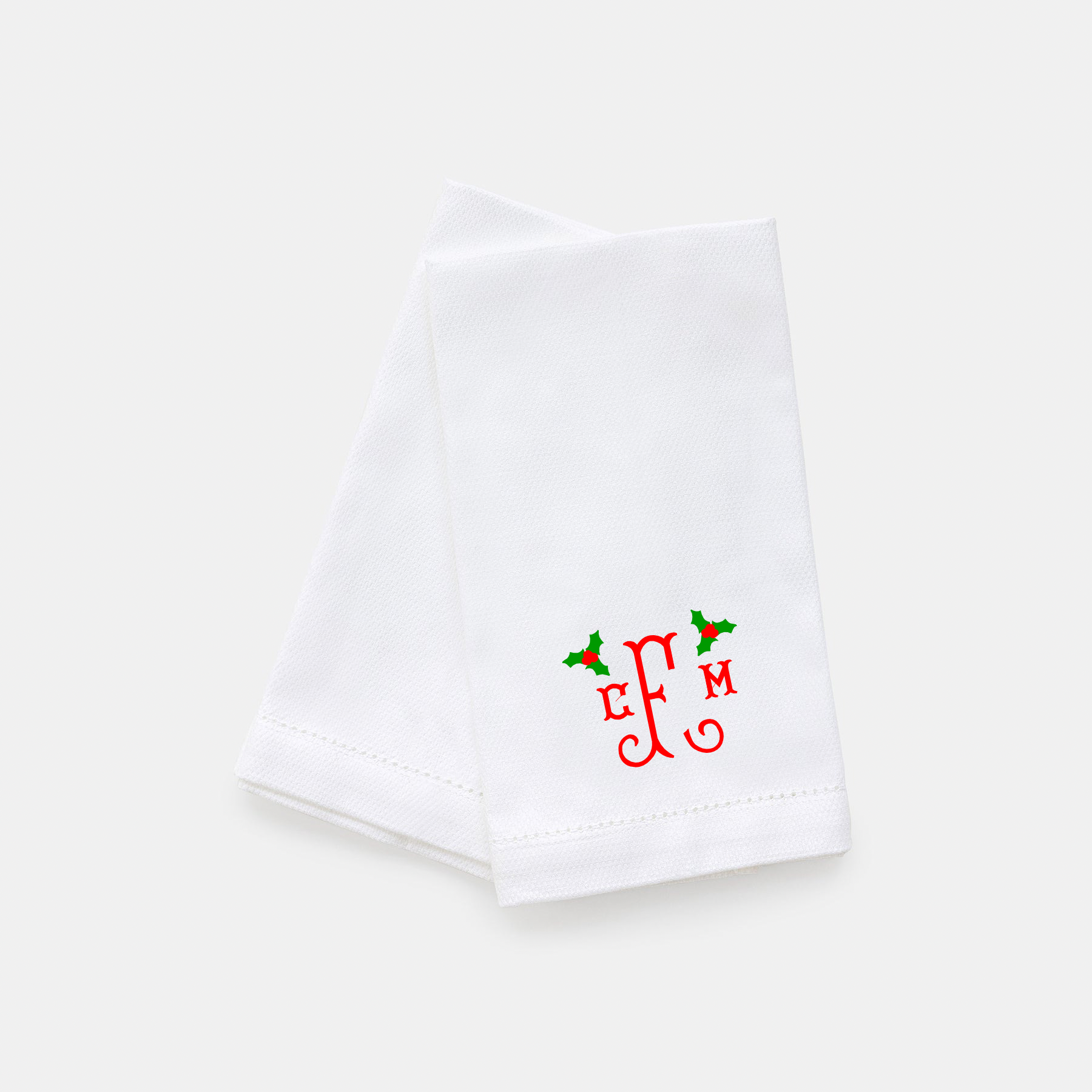 Holly & Berry Monogram Hand Towels