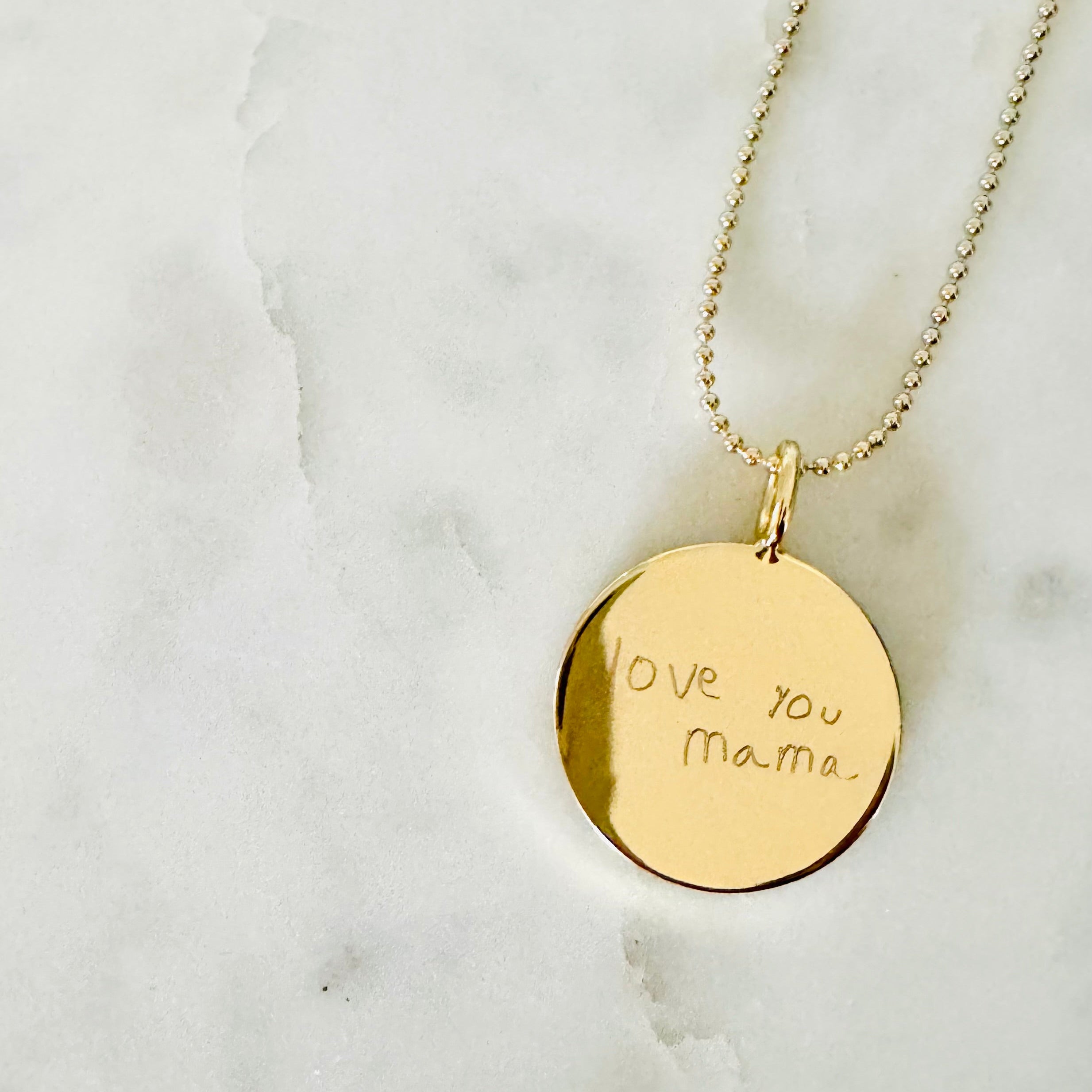 Small Disc Necklace-Upload Your Own Handwriting