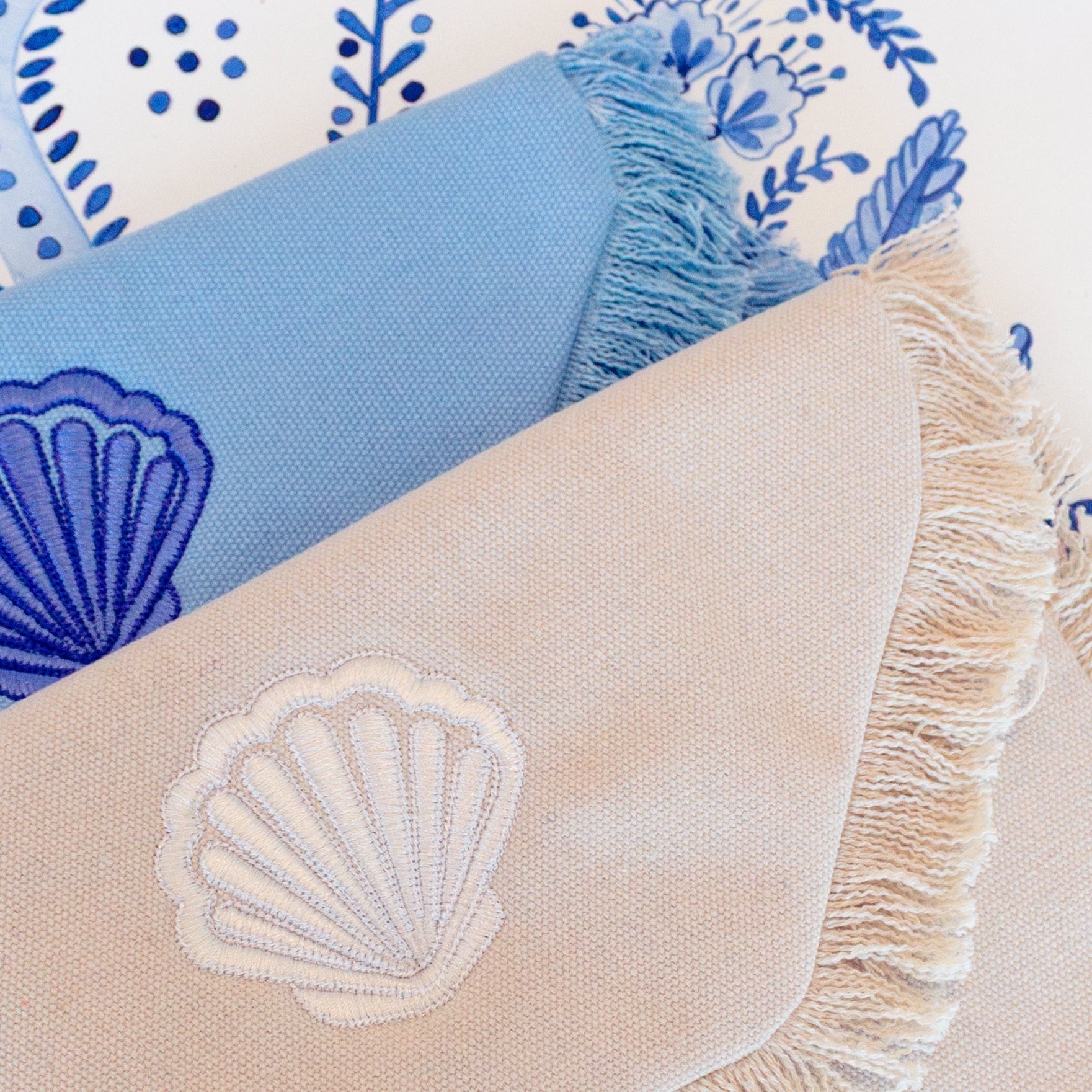 Monogram Mary Fringe Clutch with Shell