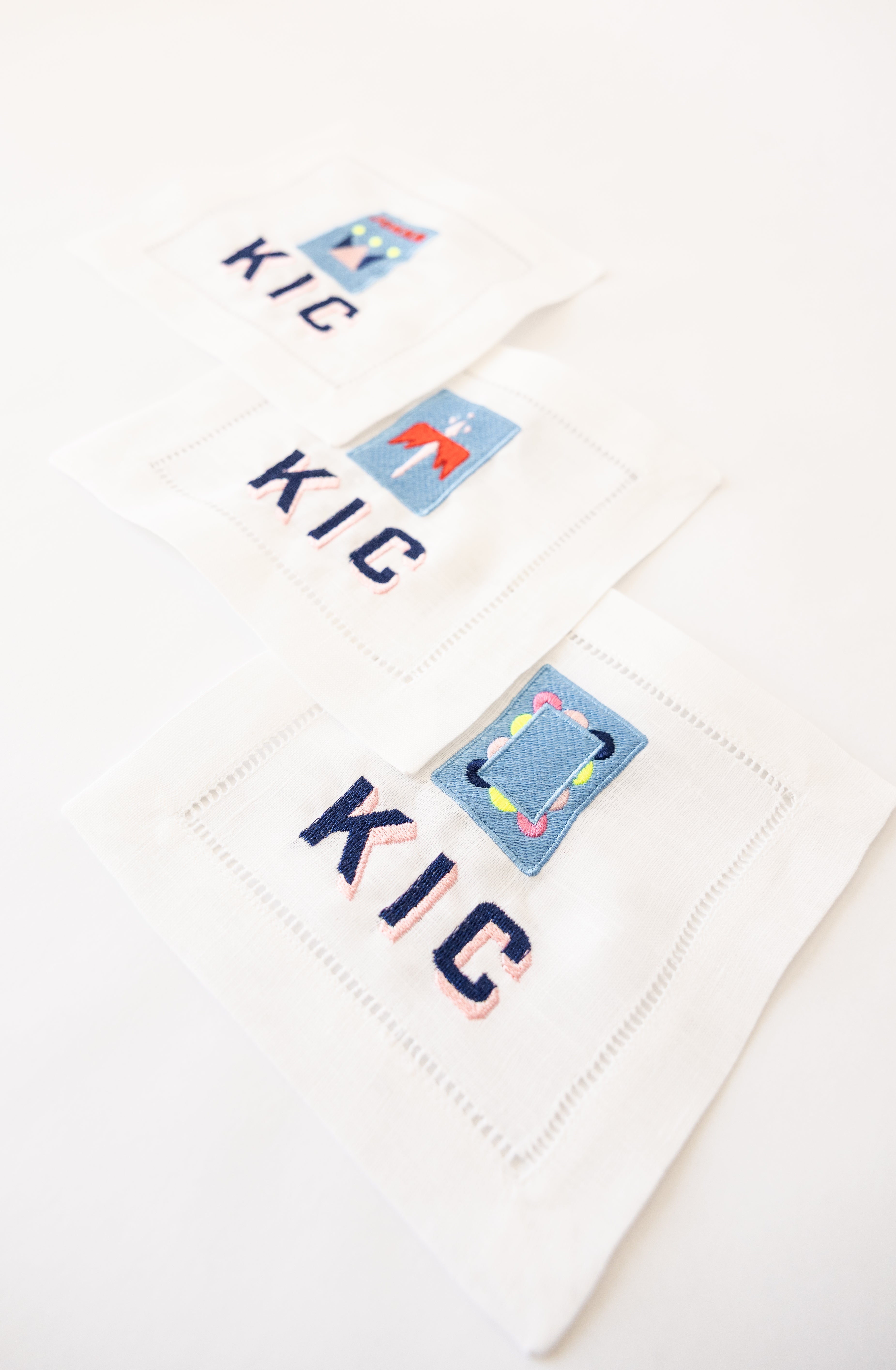 Mahjong titles White Hemstitch Cocktail Napkin