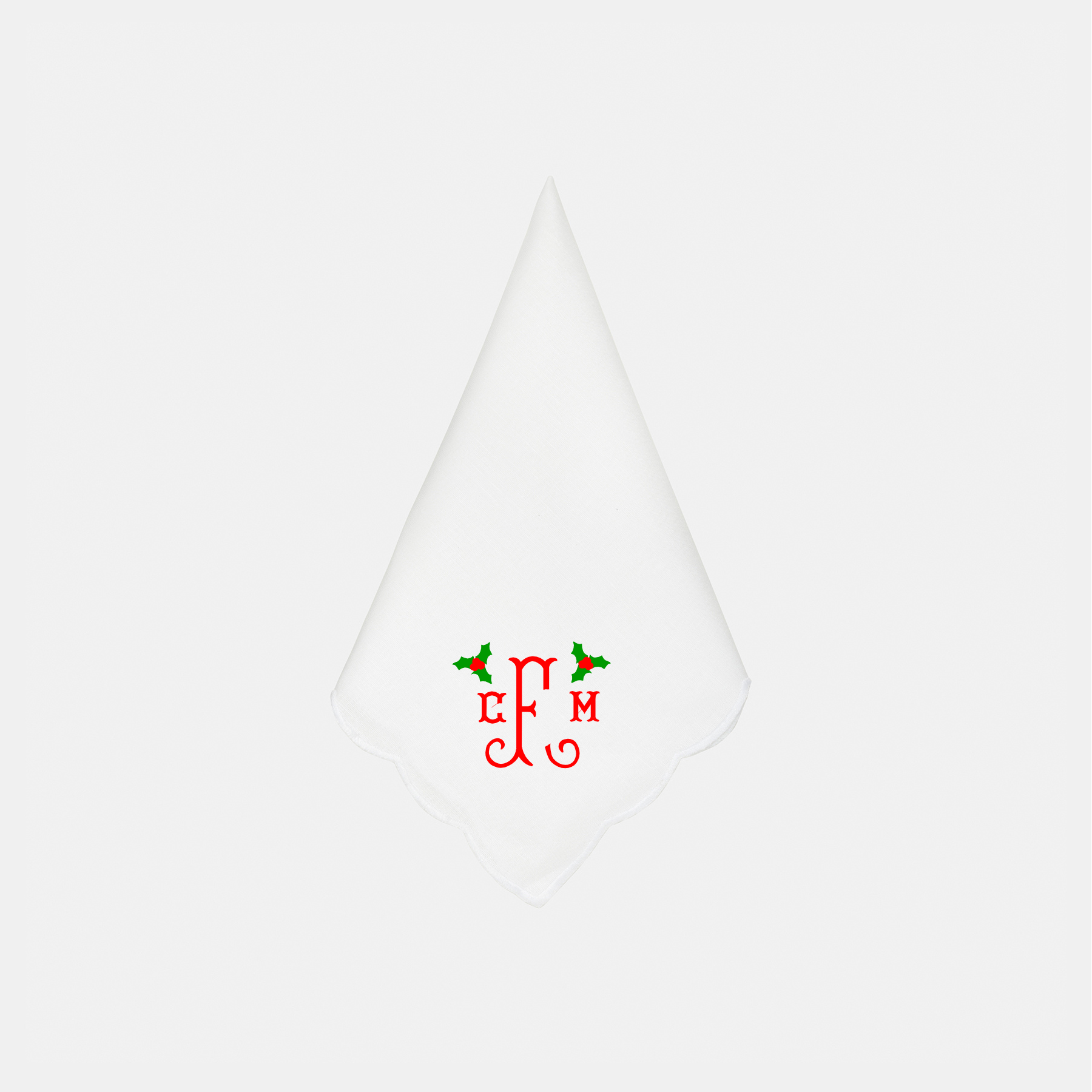 Holiday Holly Initial Dinner Napkins