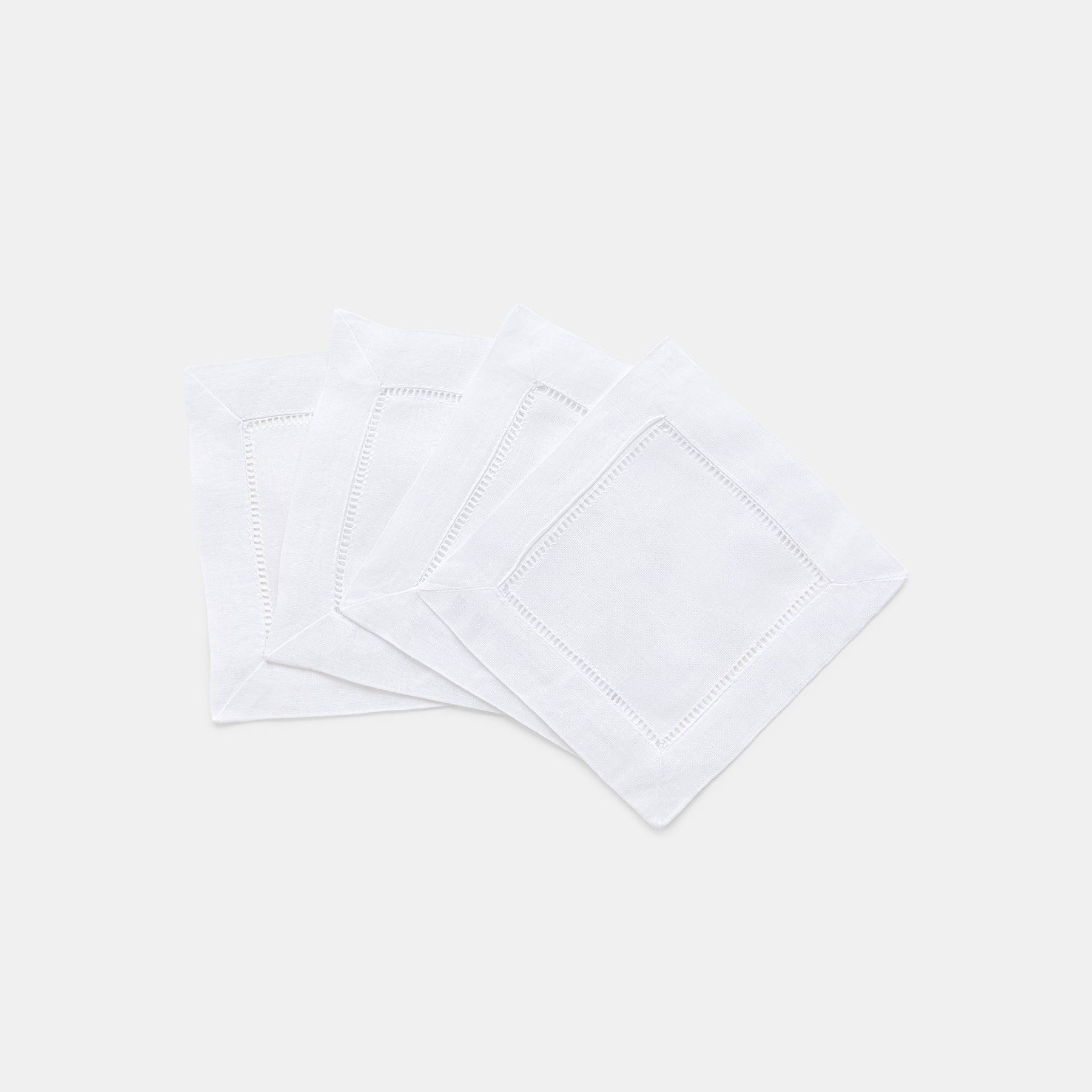 White Hemstitch Cocktail Napkin