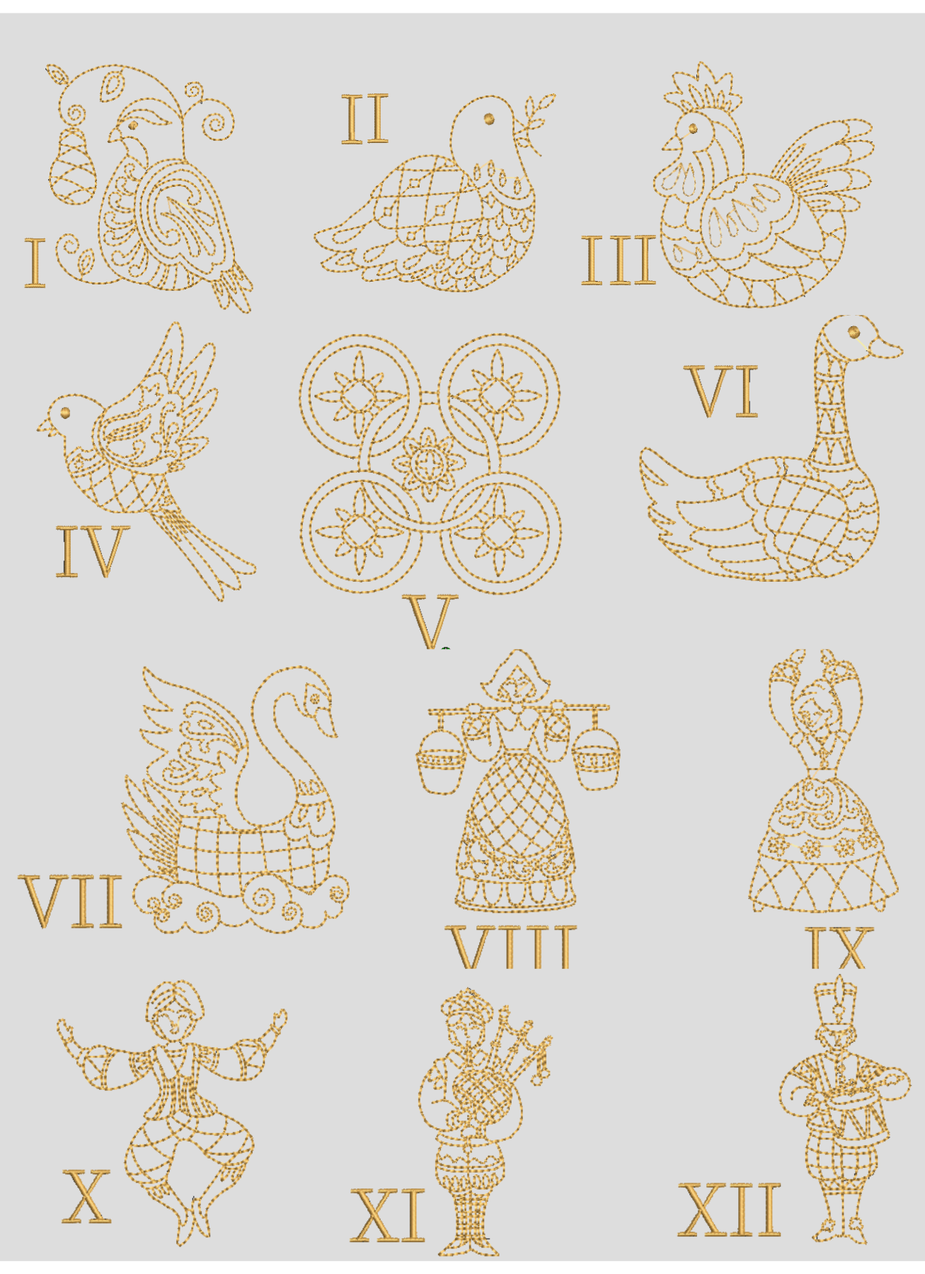 12 Days of Christmas Dinner Napkin Set