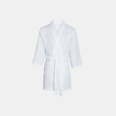 short waffle dressing gown Waffle Weave White Spa Robe