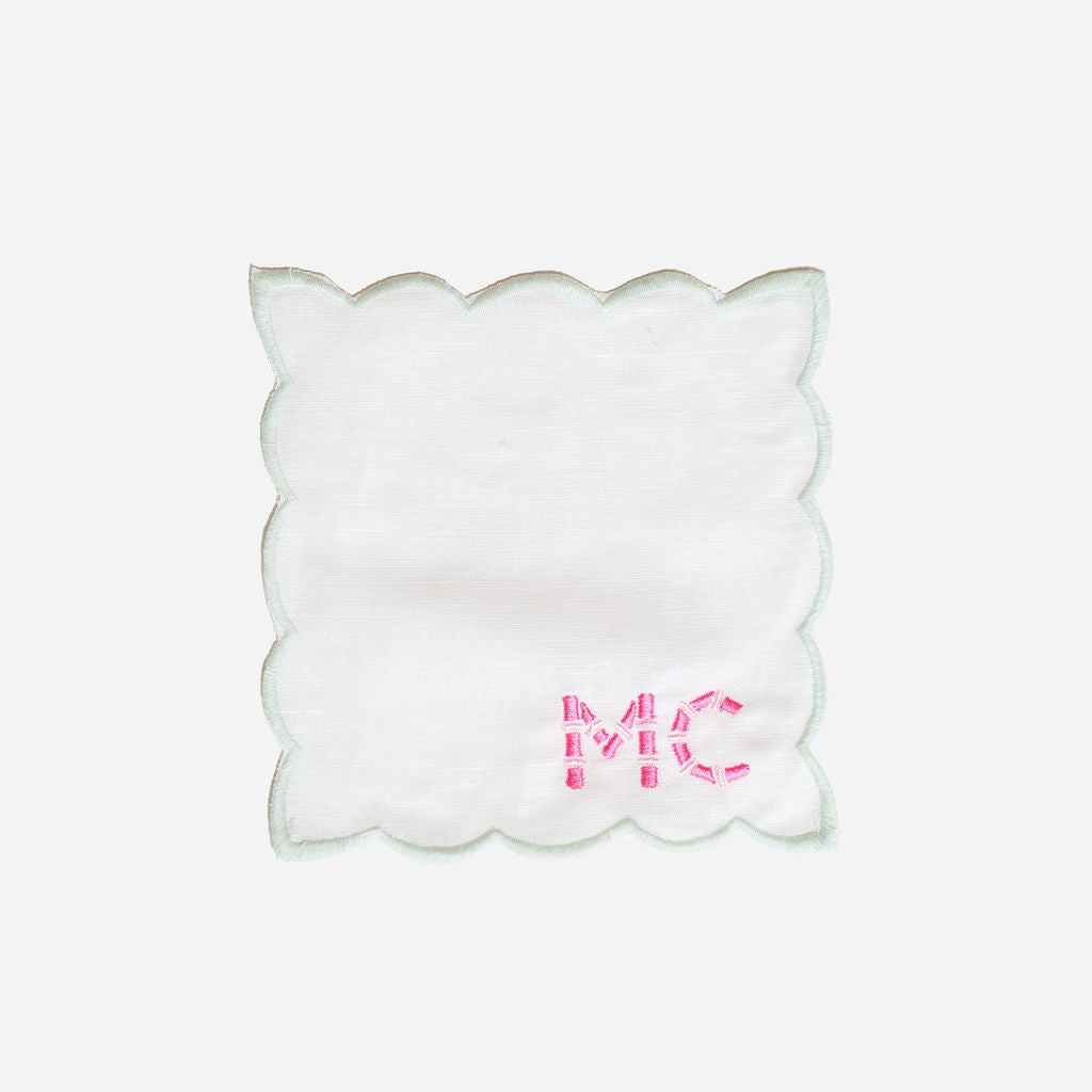Bamboo Font Scalloped Cocktail Napkins