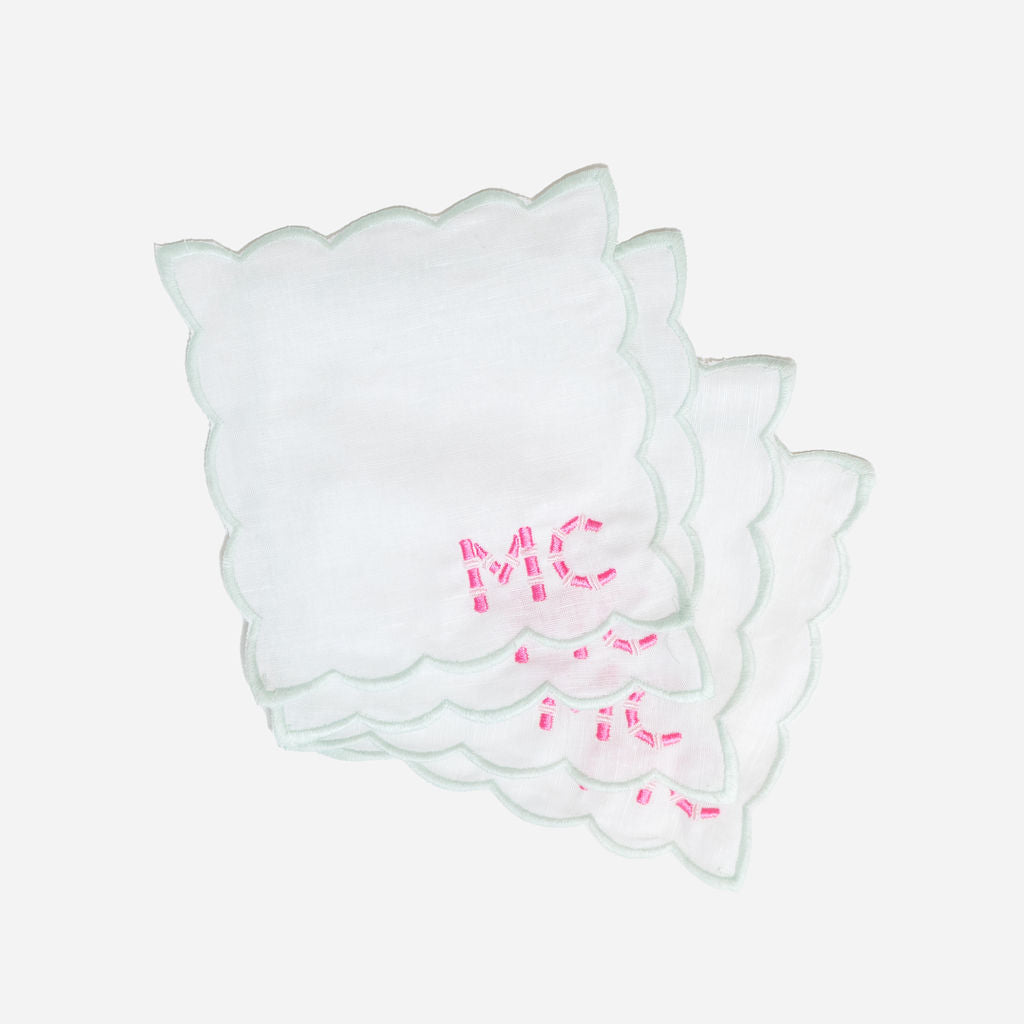 Bamboo Font Scalloped Cocktail Napkins
