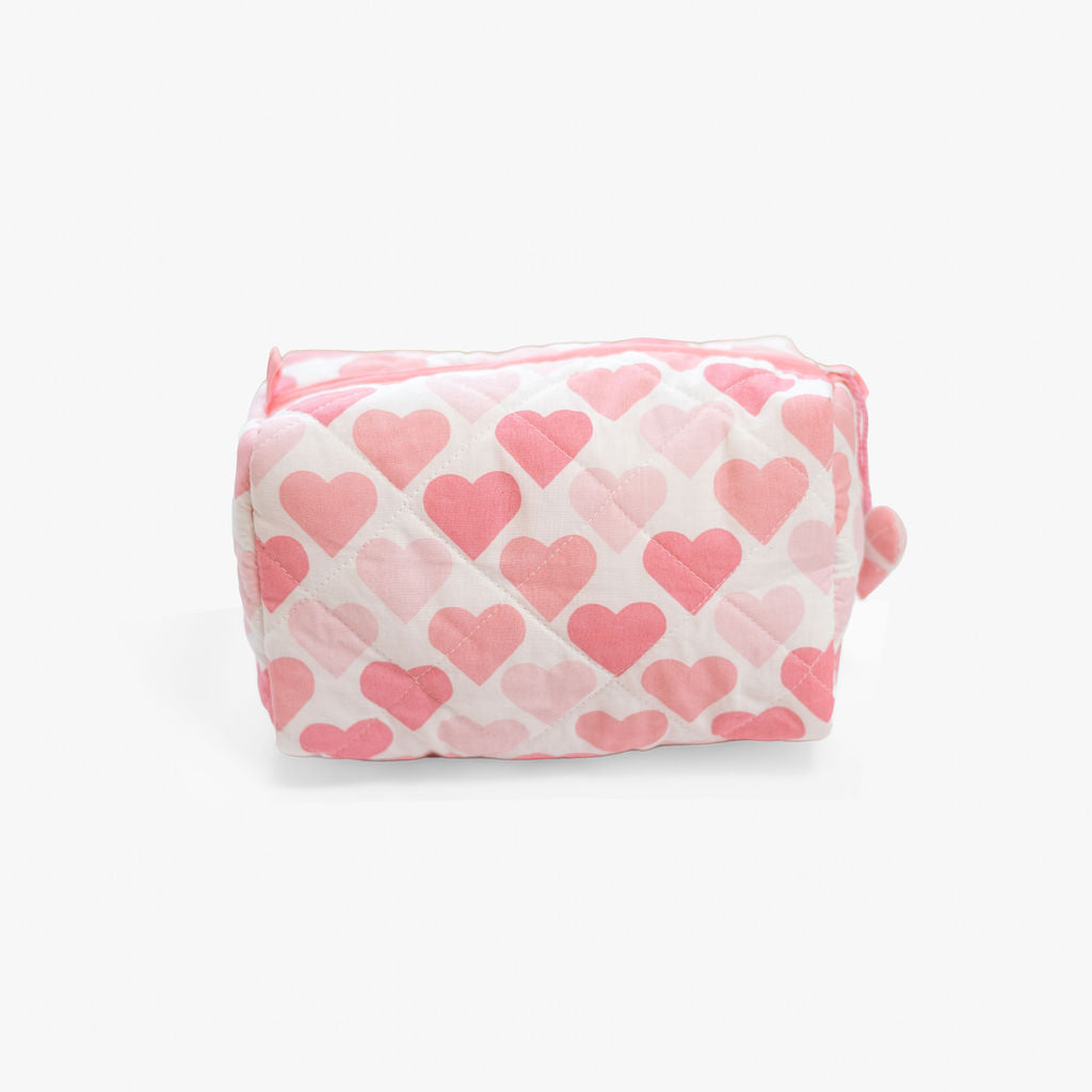 Heart Quilted Cosmetic Bag