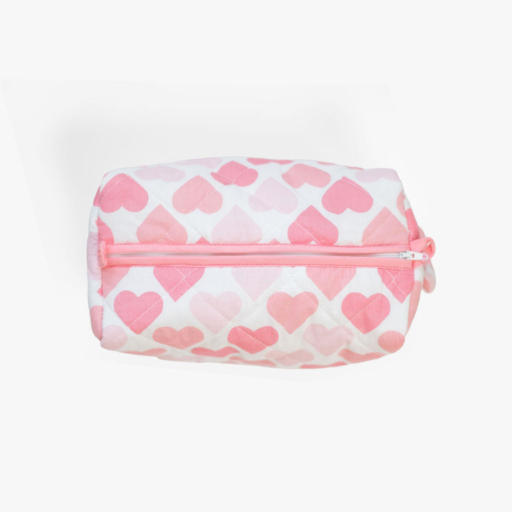 Heart Quilted Cosmetic Bag