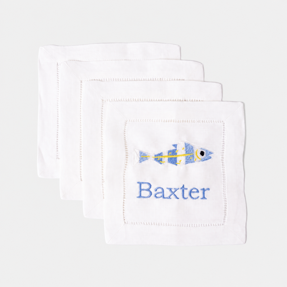 White Hemstitch Cocktail Napkin Set