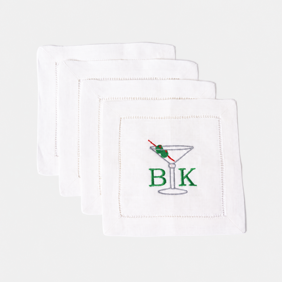 White Hemstitch Cocktail Napkin Set