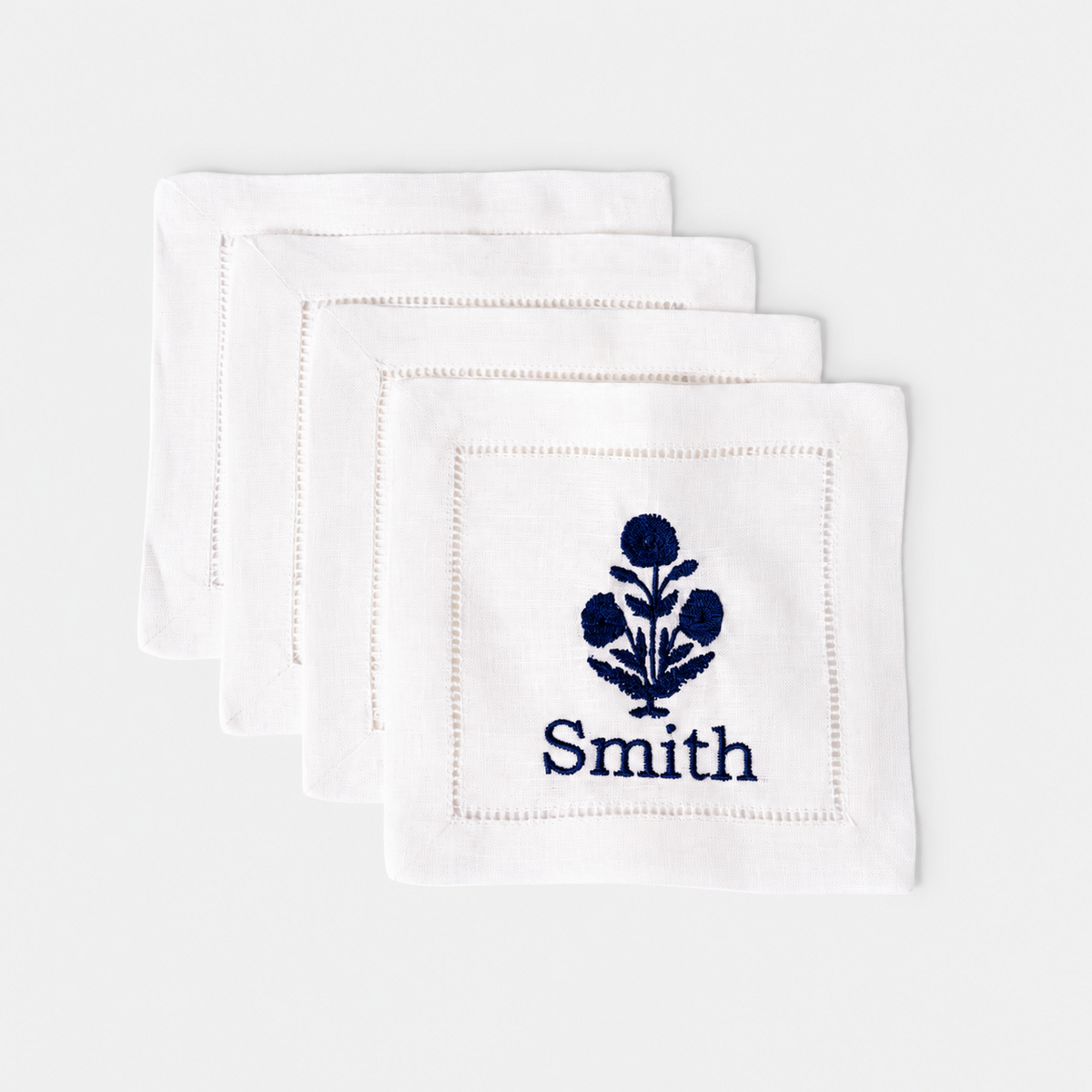 White Hemstitch Cocktail Napkin Set