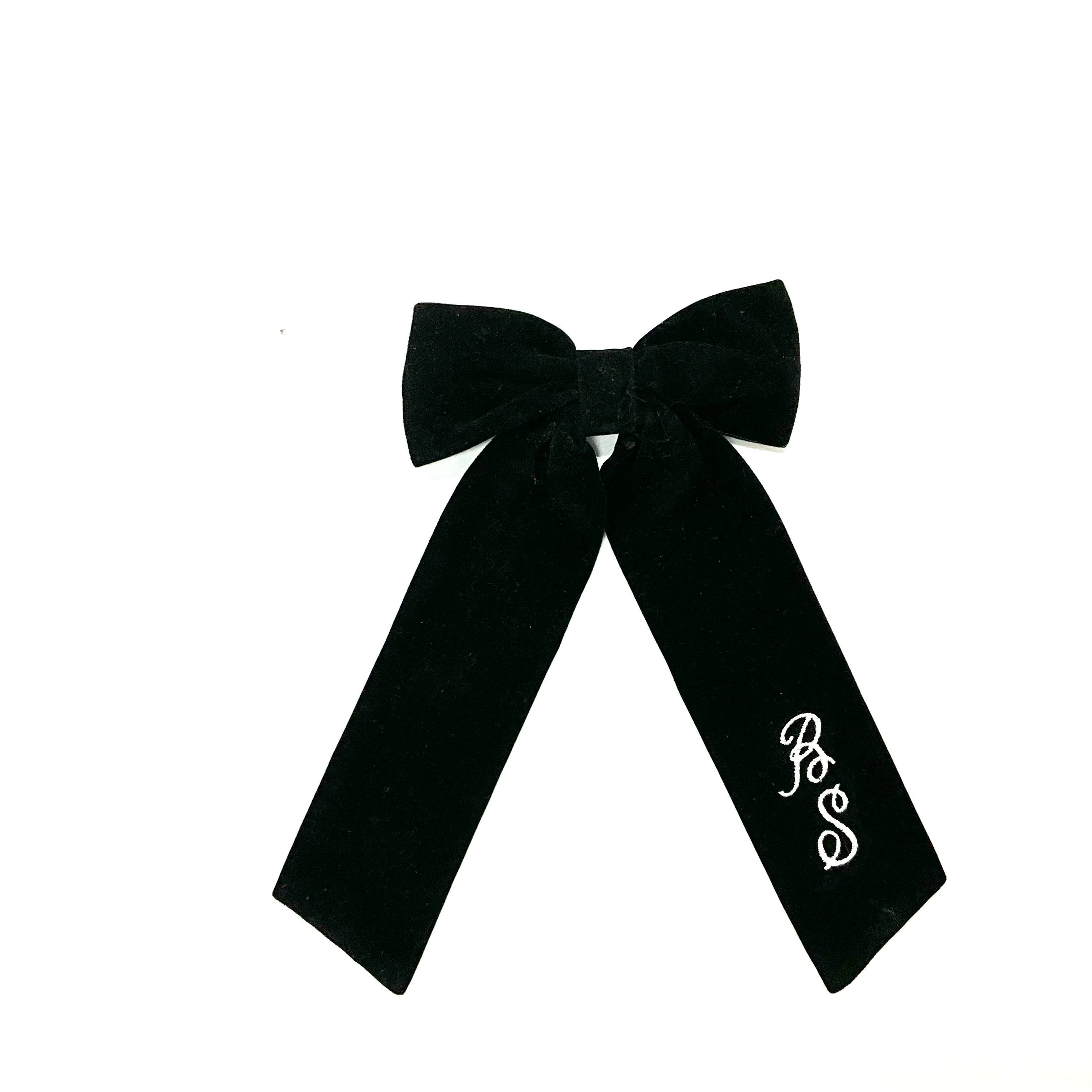 Velvet Hair Bow | Monogram Mary