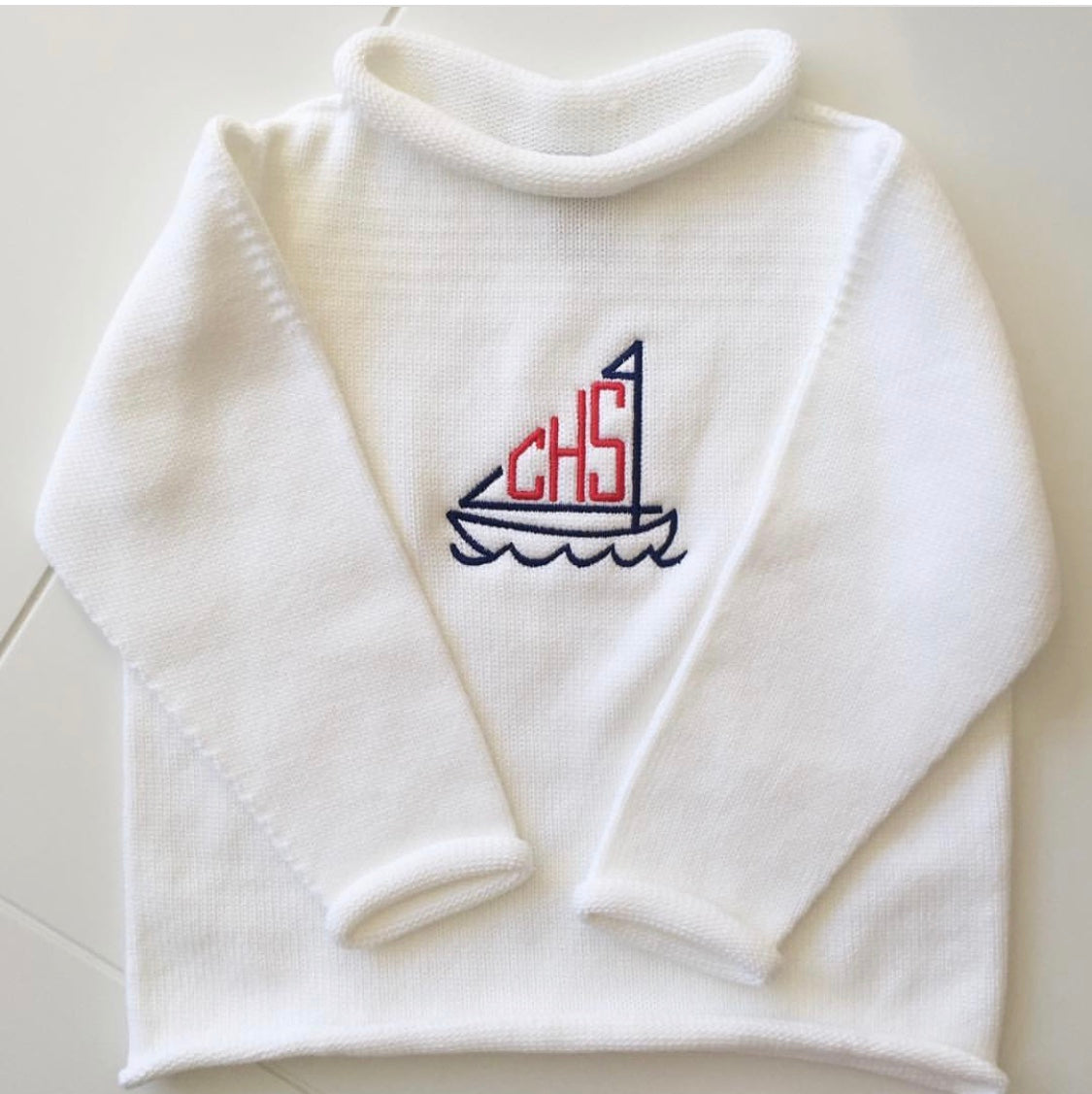 Children’s Sailboat Rollneck Sweater