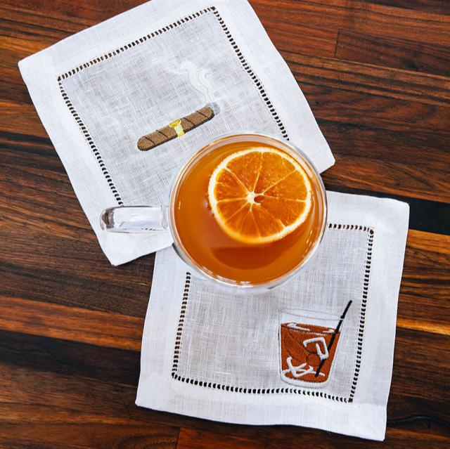 White Hemstitch Cocktail Napkin