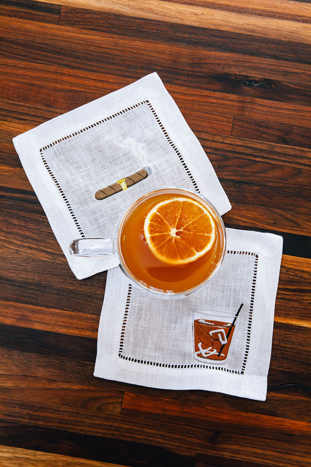 White Hemstitch Cocktail Napkin