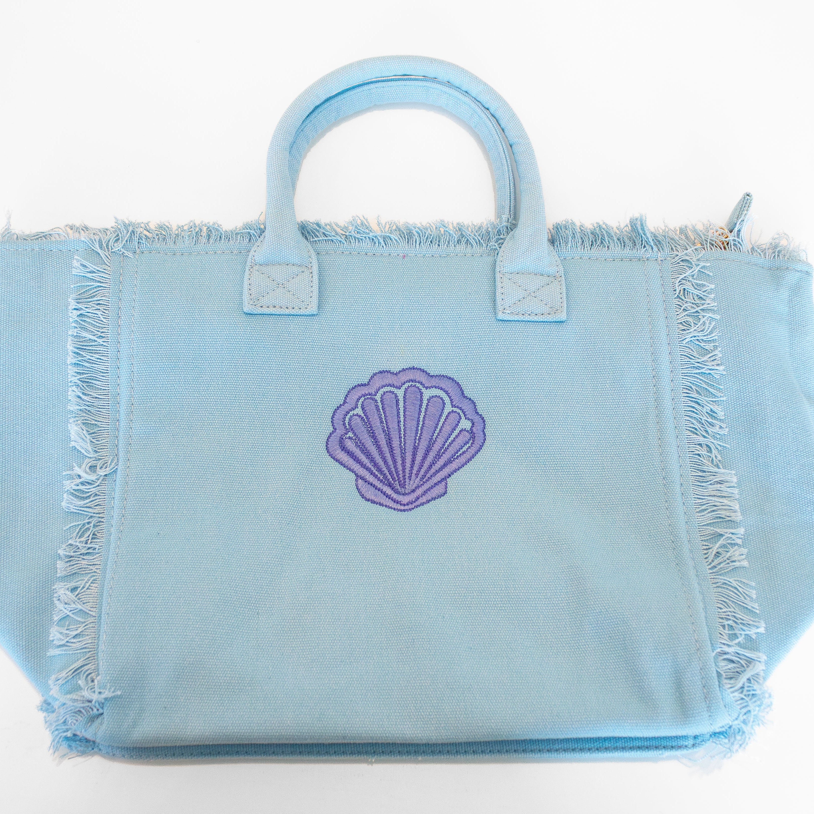 ★TOUT Y EST★ Shell Brooke Bag Blue CB2105-3 Brooke Fringe Tote with Shell Motif | MonogramMary