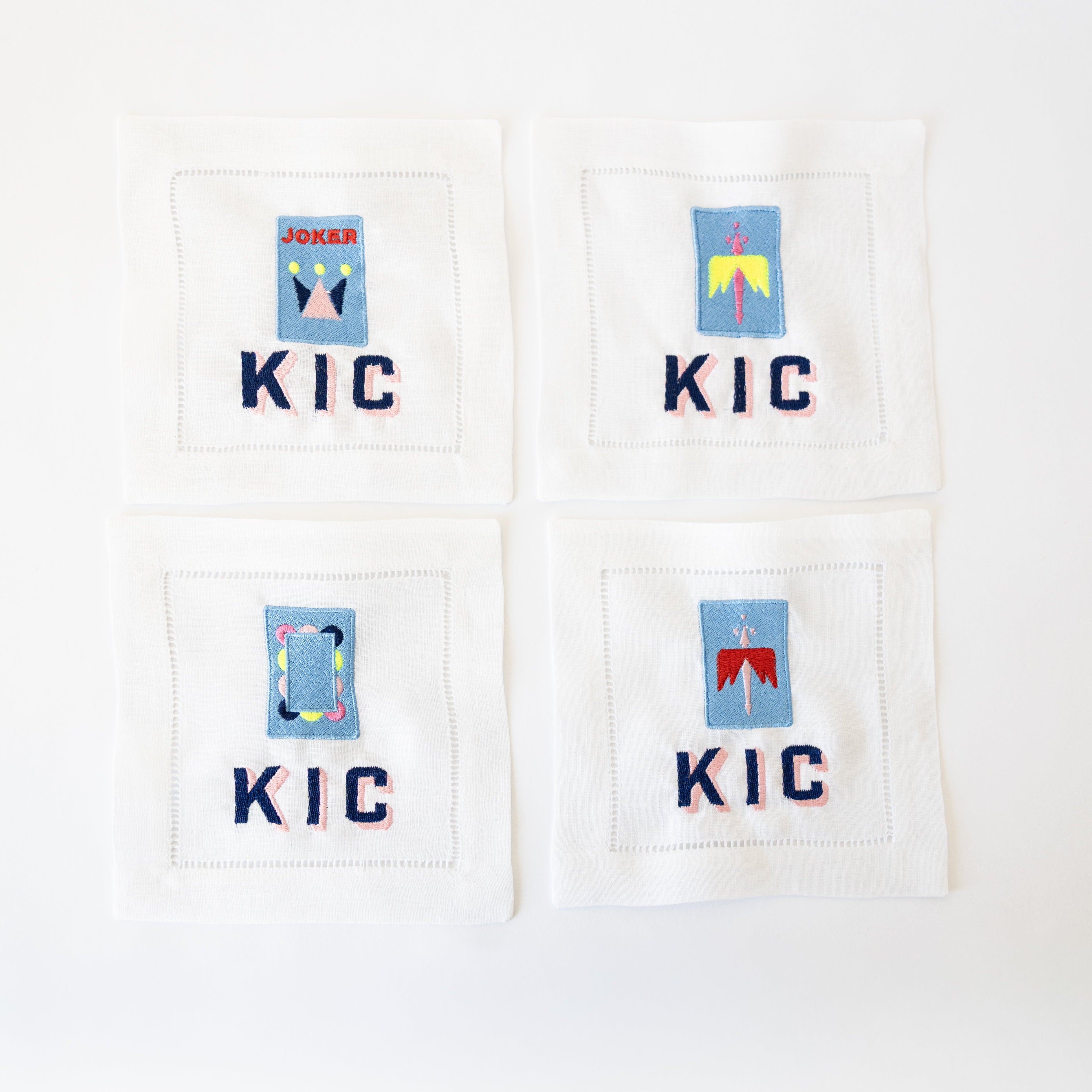 Upload Mahjong titles White Hemstitch Cocktail Napkin