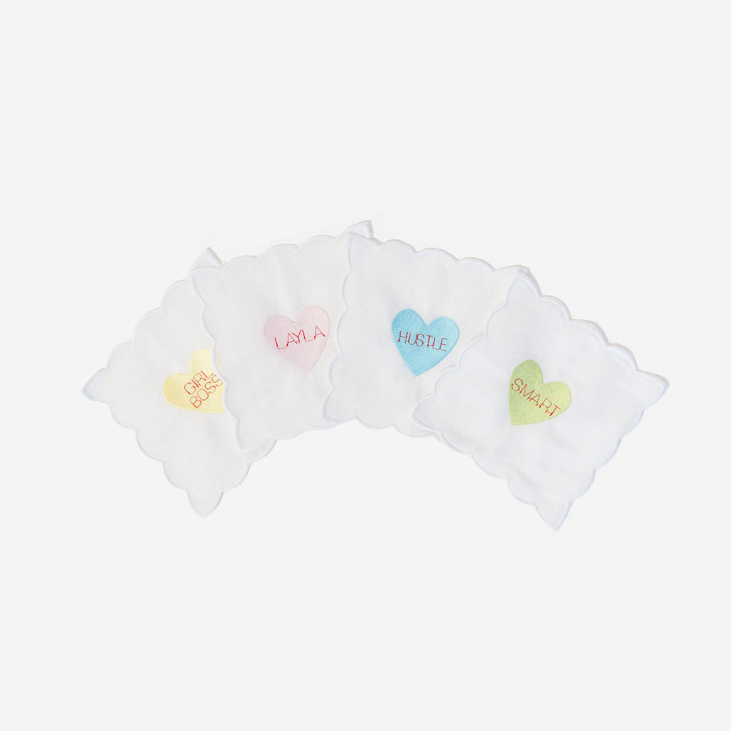 Conversation Heart Scalloped Cocktail Napkin