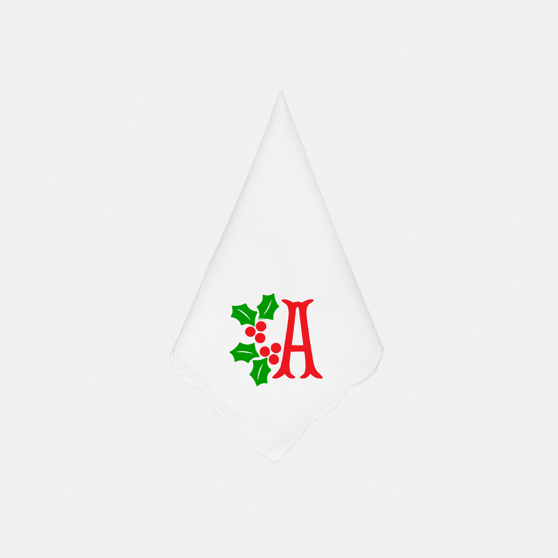 Holiday Holly Single Initial Dinner Napkins