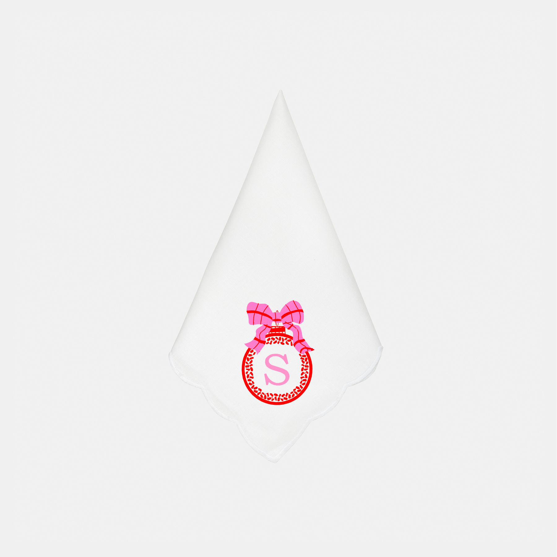 Holiday Ornament Bow Initial Dinner Napkins
