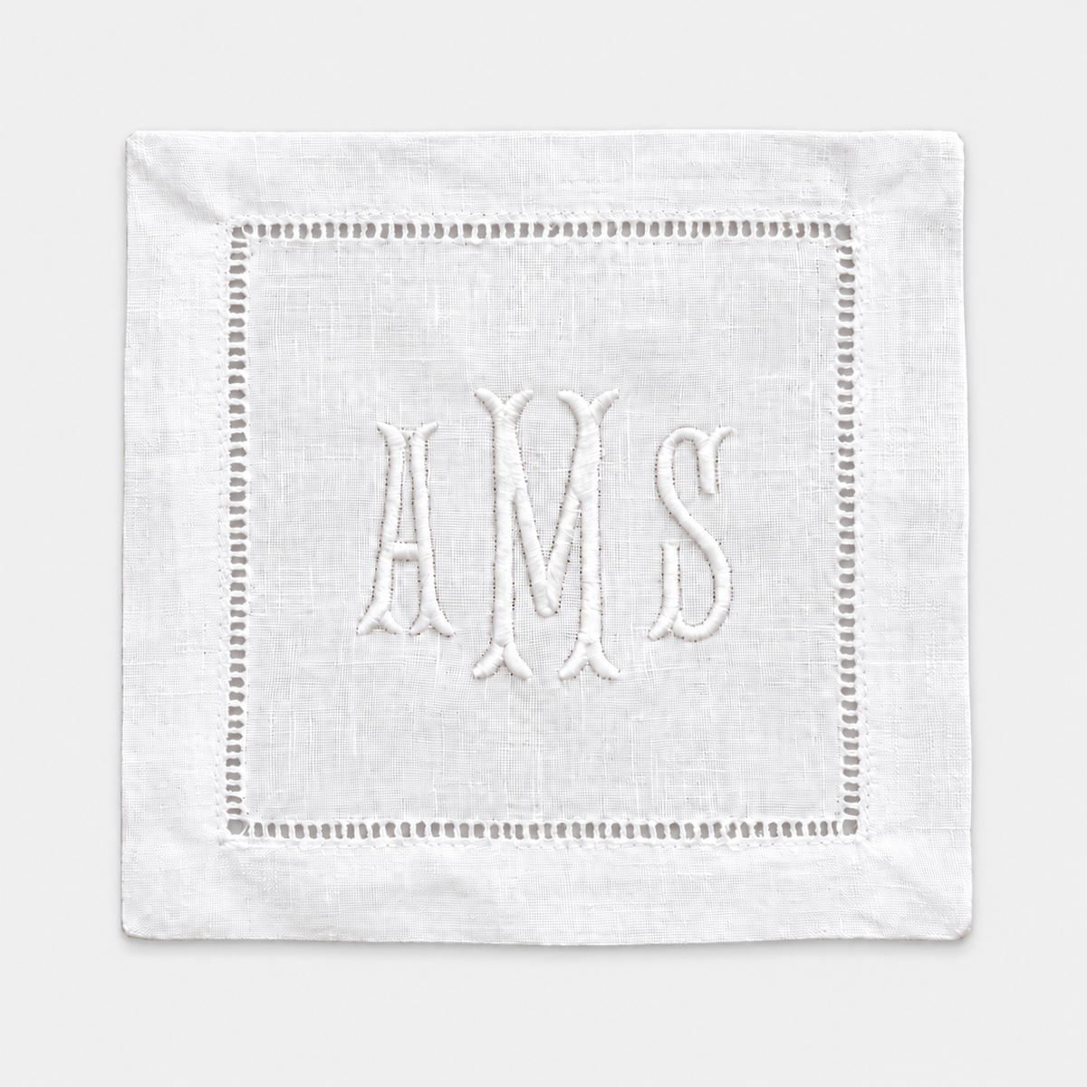 White Hemstitch Cocktail Napkin Set