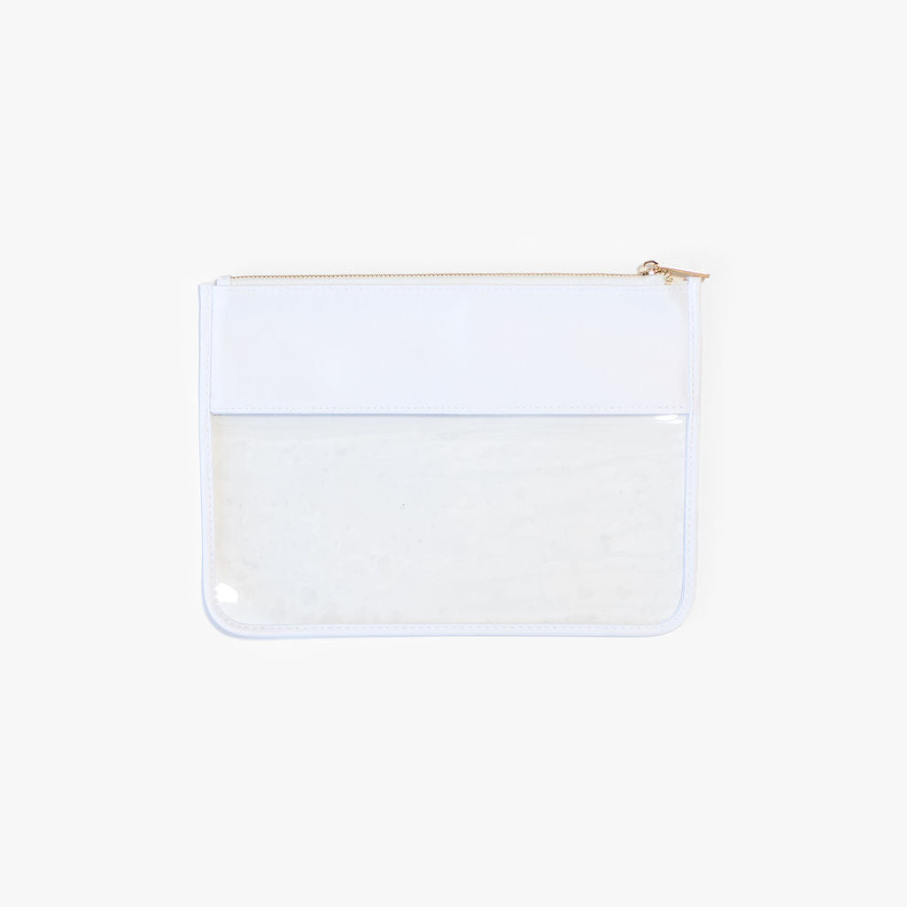 white and clear pencil case
