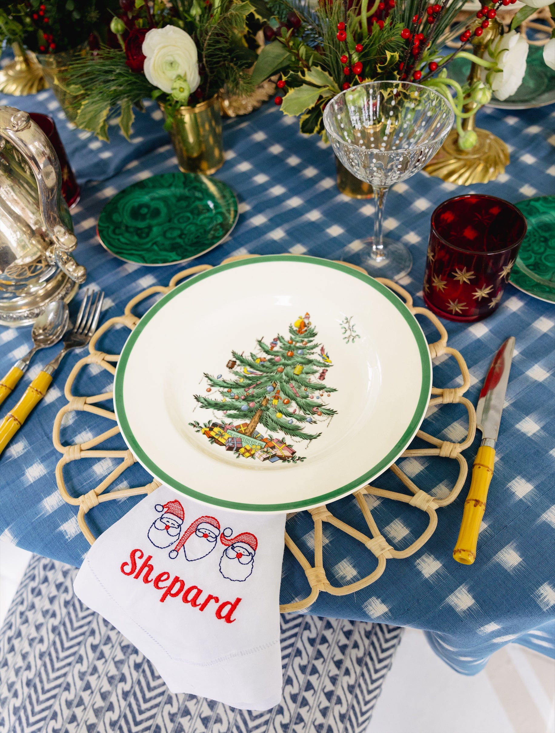 Holiday Triple Santa Dinner Napkins